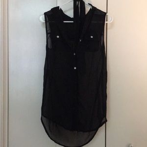 Black button town blouse